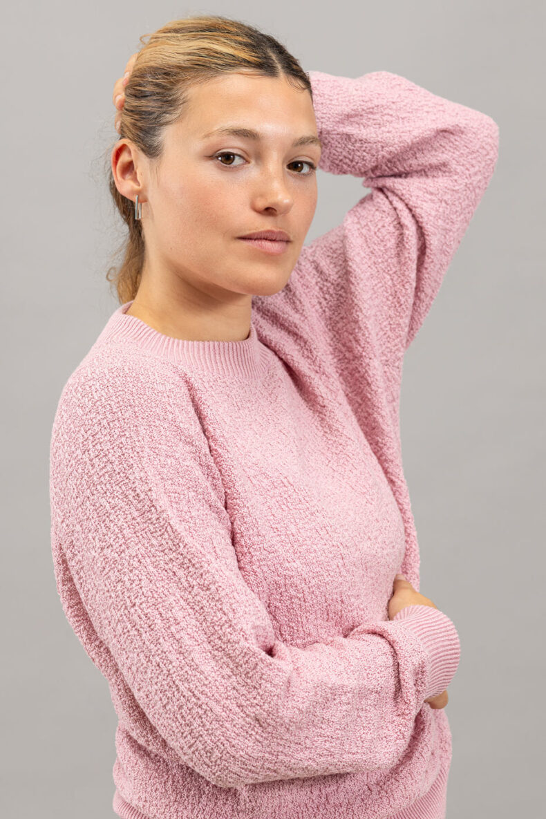 oiu oiu pullover random rib pastel pink laufmeter schweiz nachhaltig mode