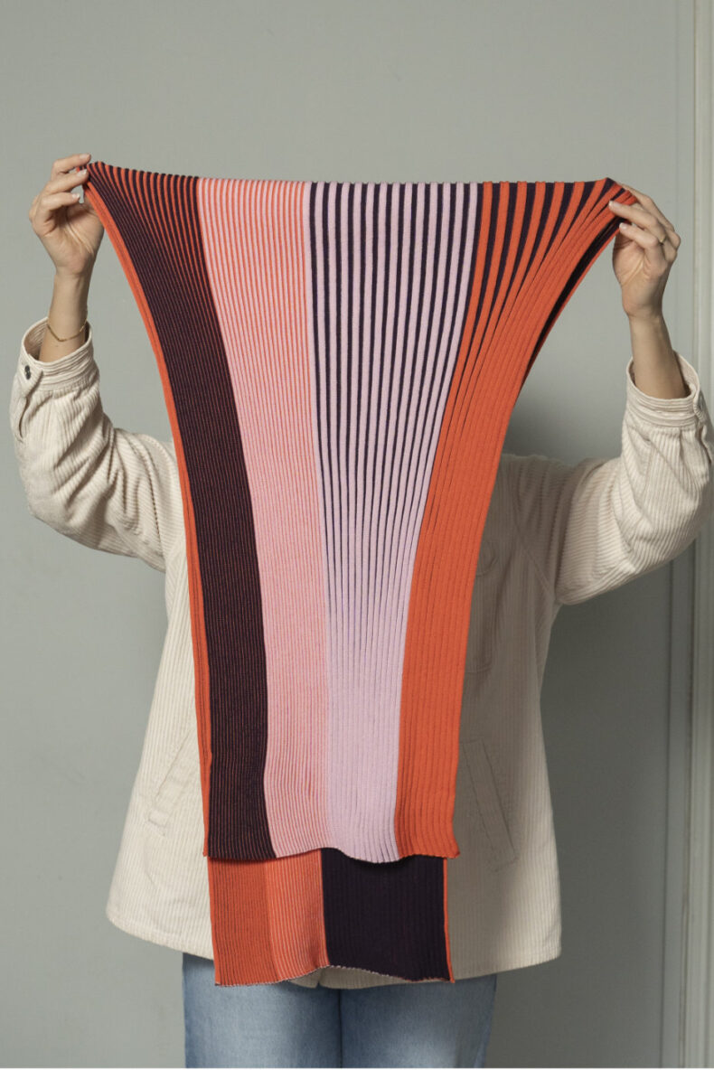 arabella miller schal tricolori bordeaux rose orange laufmeter schweiz mode