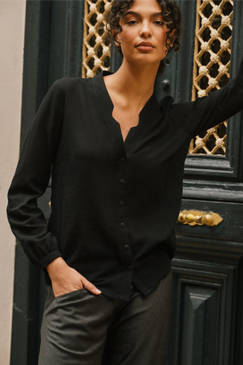 elfe11 kathrin wegmann bluse v gots bio baumwolle schwarz laufmeter schweiz nachhaltig mode