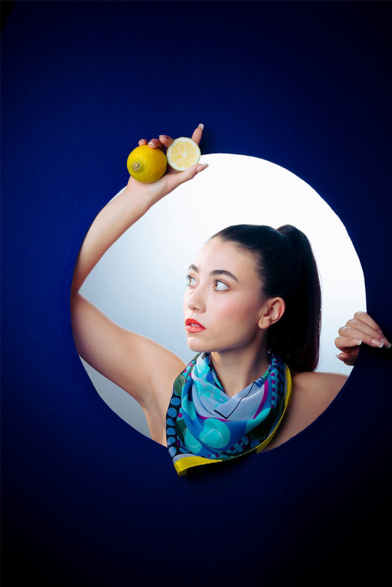 nathalie pellon seide carre foulard schal ciel fruite laufmeter schweiz textil design